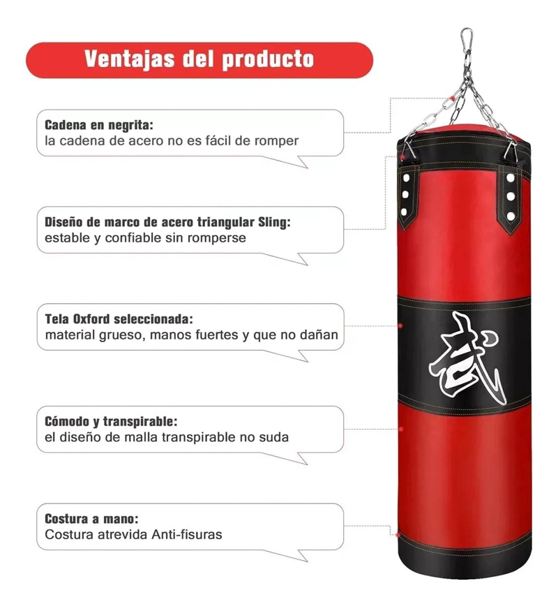 SACO DE BOXEO RESISTENTE PARA ENTRENAMIENTO Y FITNESS EN CASA - 3