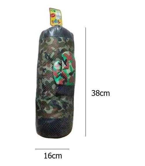 SACO DE BOXEO CON GUANTES PARA NIÑOS Y NIÑAS DISEÑO MILITAR 38X12.5 CM - 1