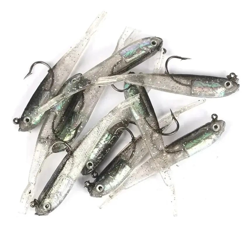 SET DE 10 SEÑUELOS DE PESCA DE PLASTICO BLANDO CON ANZUELO AFILADO - 1