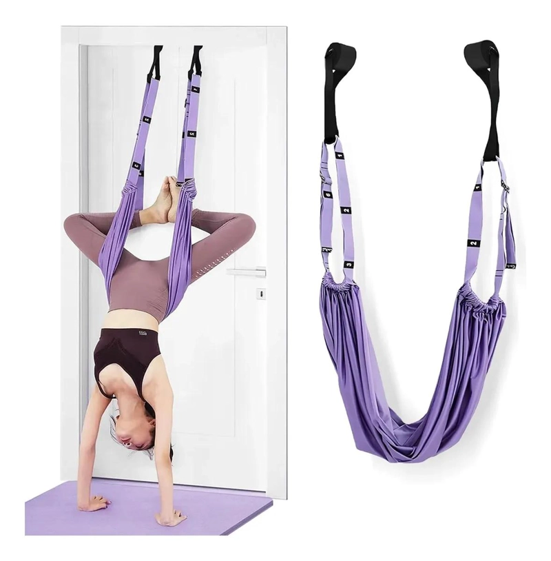 CORREA PARA YOGA Y ESTIRAMIENTO CON AJUSTE EN PUERTA COLOR MORADO - 1