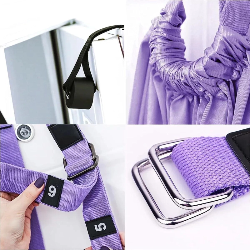 CORREA PARA YOGA Y ESTIRAMIENTO CON AJUSTE EN PUERTA COLOR MORADO - 4
