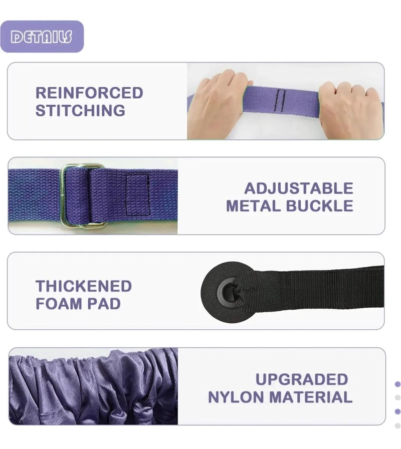 CORREA PARA YOGA Y ESTIRAMIENTO CON AJUSTE EN PUERTA COLOR MORADO - 5