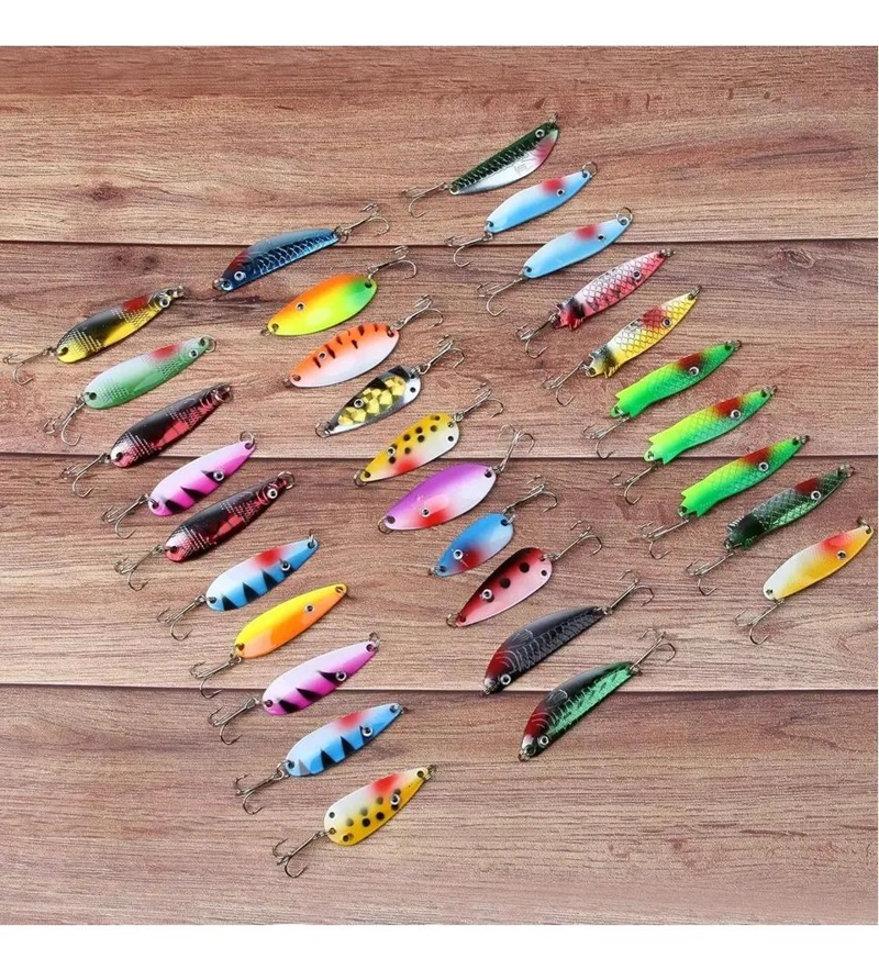 KIT COMPLETO DE 30 SEÑUELOS DE PESCA CUCHARAS VARIADOS PARA AGUA DULCE Y SALADA - 3