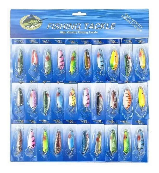 KIT COMPLETO DE 30 SEÑUELOS DE PESCA CUCHARAS VARIADOS PARA AGUA DULCE Y SALADA - 4