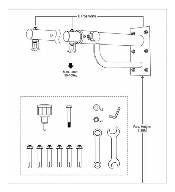 SOPORTE DE PARED AJUSTABLE PARA SACO DE BOXEO EN ACERO RESISTENTE - 2