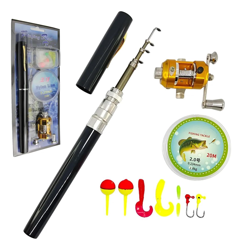 KIT DE CAÑA DE PESCAR TELESCOPICA COMPACTA EN FORMA DE BOLIGRAFO - 1