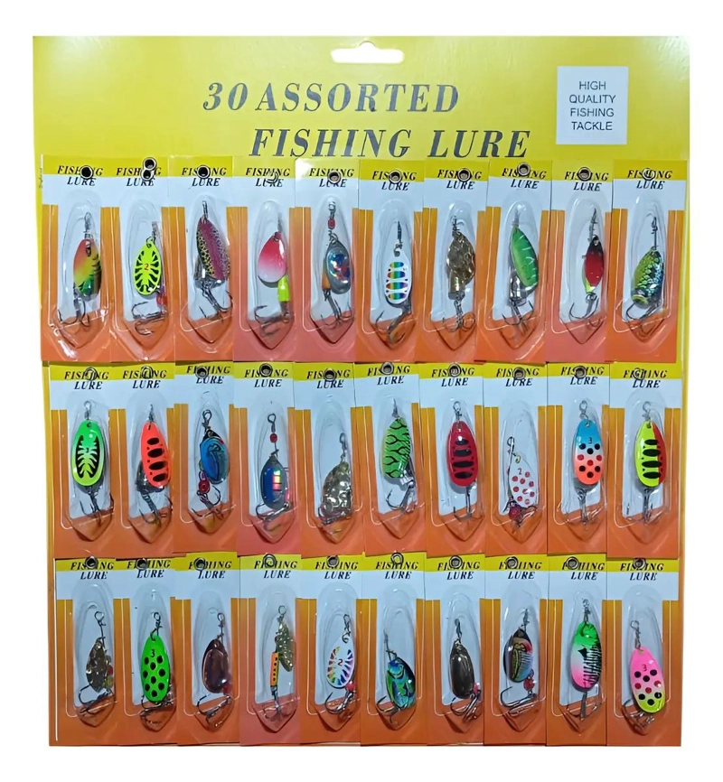 SET DE 30 SEÑUELOS PARA PESCA EN RIO Y LAGO CON DISEÑO SPINNER - 1
