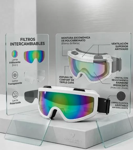 ANTIPARRAS PARA ESQUI Y SNOWBOARD CON LENTE ESPEJADO IRIDIUM BLANCO - 2