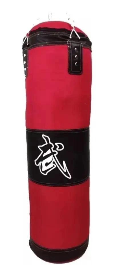 CAJA DE BOXEO GRANDE CON SACO DE 120 CM Y PESO DE 40 KG EN CUERO SINTE TICO ROJO - 1