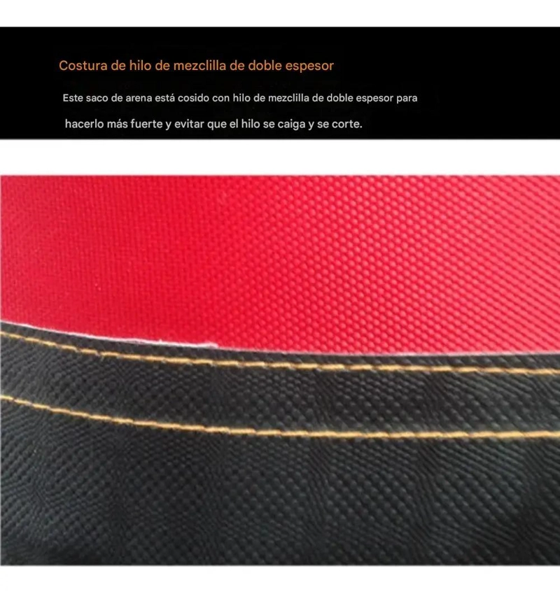 CAJA DE BOXEO GRANDE CON SACO DE 120 CM Y PESO DE 40 KG EN CUERO SINTE TICO ROJO - 5