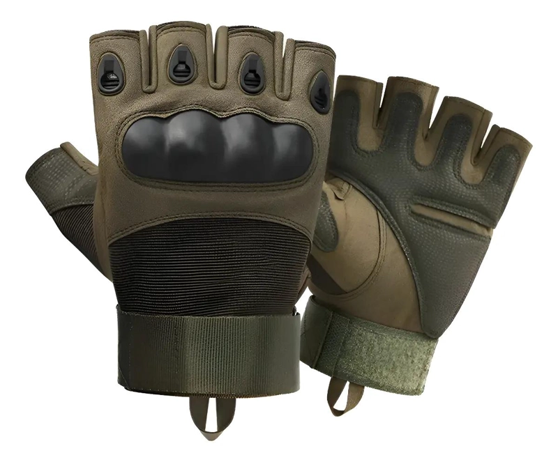 GUANTES TACTICOS PARA ACTIVIDADES AL AIRE LIBRE CON MEDIO DEDO - 1
