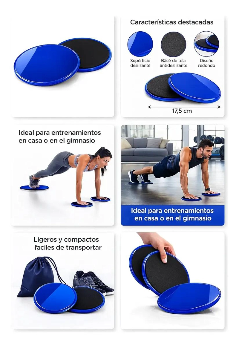 PAR DE DISCOS DESLIZANTES PARA ENTRENAMIENTO Y FITNESS EN SUELO - 4