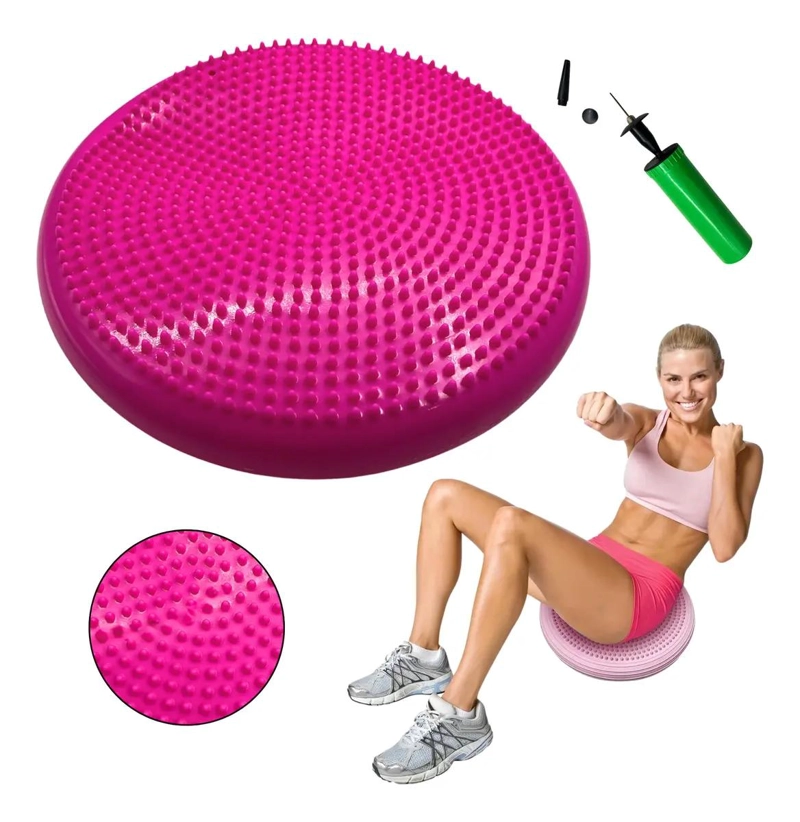 DISCO DE EQUILIBRIO MINI BOSU CON SUPERFICIE ERIZO COLOR ROSA - 1