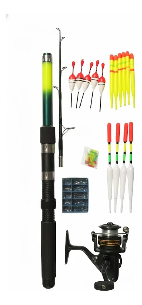 SET COMPLETO DE PESCA CON CAÑA, CARRETE Y ACCESORIOS FLEXIBLES - 1