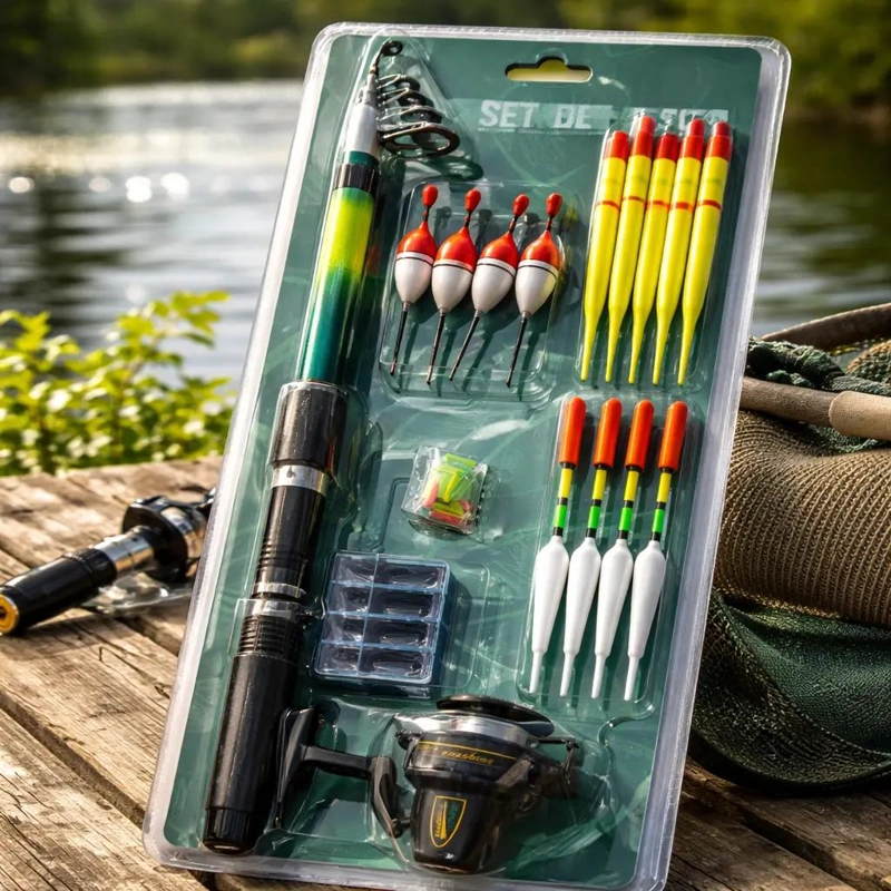 SET COMPLETO DE PESCA CON CAÑA, CARRETE Y ACCESORIOS FLEXIBLES - 4