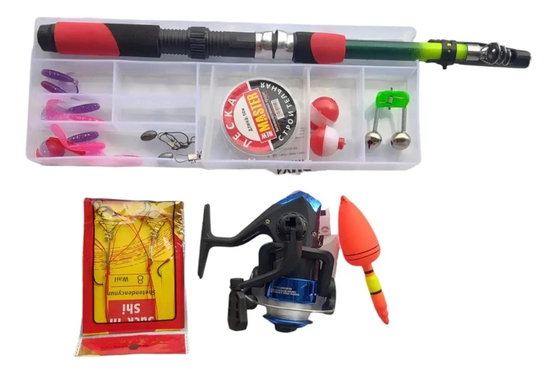 SET DE PESCA CON CAÑA TELESCOPICA, CARRETE Y MOSQUERO PARA PESCA - 2