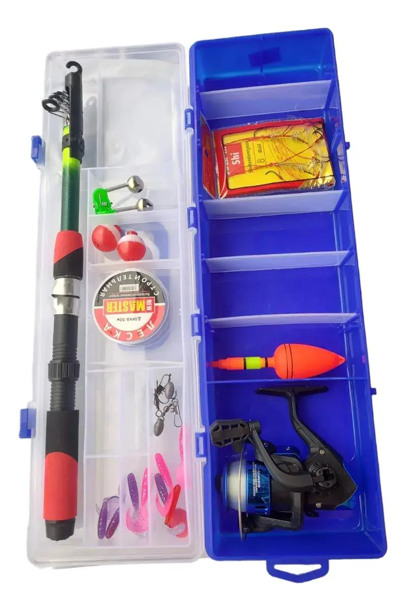 SET DE PESCA CON CAÑA TELESCOPICA, CARRETE Y MOSQUERO PARA PESCA - 4