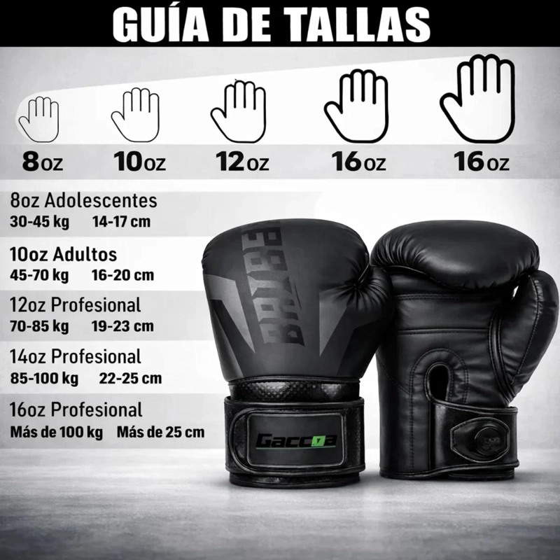 GUANTES DE BOXEO PROFESIONAL PARA ENTRENAMIENTO CON CIERRE DE VELCRO 12 OZ - 3