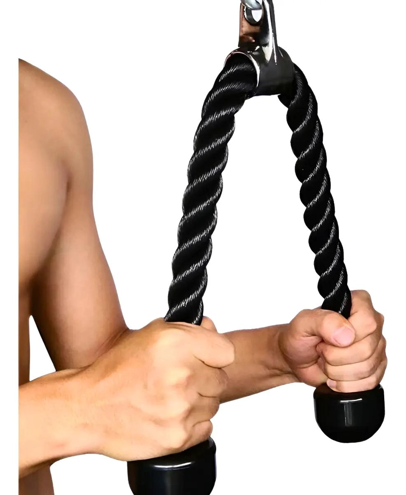 CUERDA PARA EJERCICIOS DE TRICEPS Y BICEPS CON POLEA Y MANCUERNAS FITNESS - 1