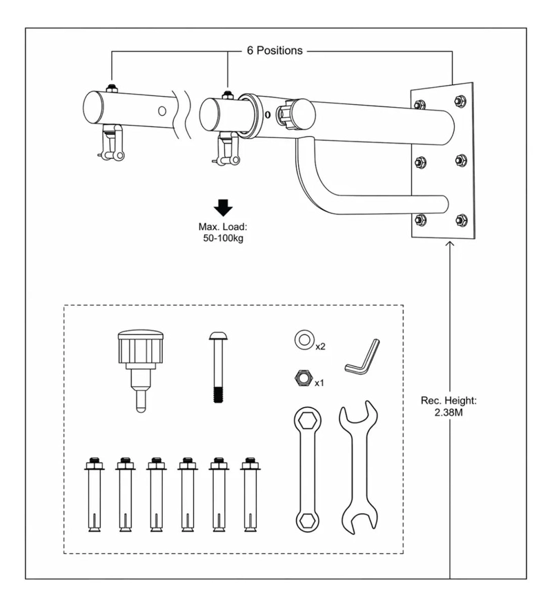 SOPORTE DE PARED AJUSTABLE PARA SACO DE BOXEO EN ACERO RESISTENTE - 4