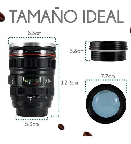 TERMO VASO PARA CAFE  CON DISEÑO DE LENTE FOTOGRAFICO Y TAPA DE ACERO INOXIDABLE - 2