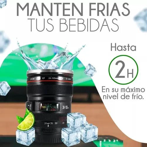 TERMO VASO PARA CAFE  CON DISEÑO DE LENTE FOTOGRAFICO Y TAPA DE ACERO INOXIDABLE - 3