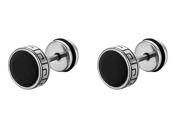 AROS DE ACERO INOXIDABLE PARA HOMBRE Y MUJER CON DISEÑO DE BORDE ROMANO EN 8MM Y - 1