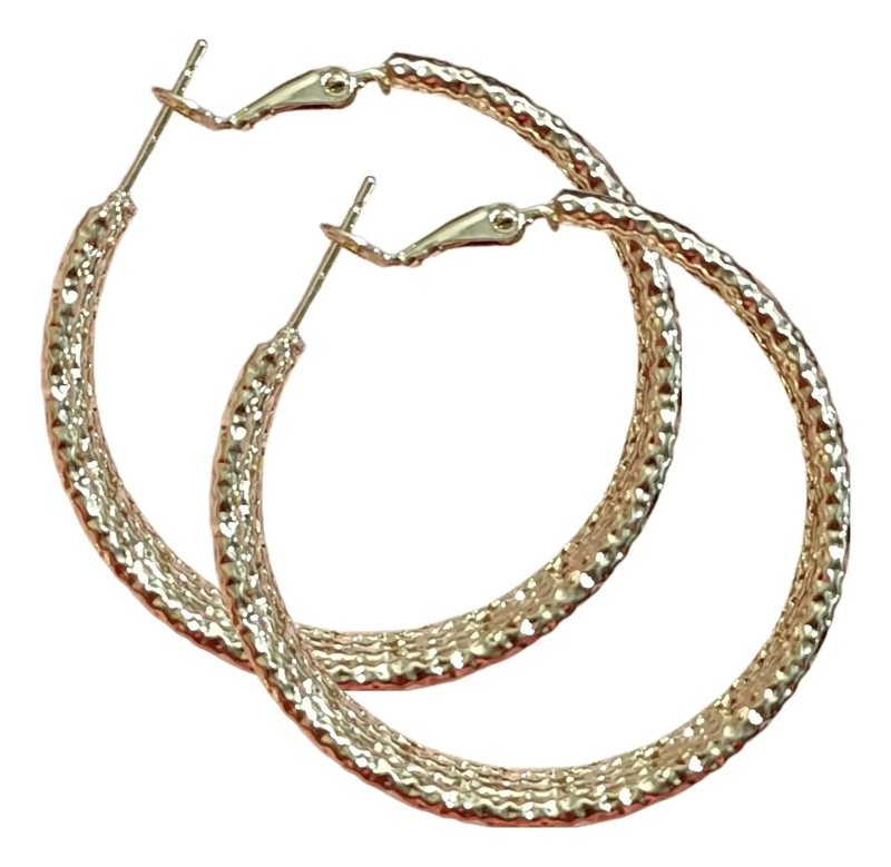 AROS ARGOLLAS MAXI CON ACABADO CHAPADO EN ORO DE ALTA CALIDAD - 1