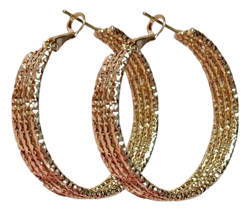 AROS ARGOLLAS MAXI CON ACABADO CHAPADO EN ORO DE ALTA CALIDAD - 2