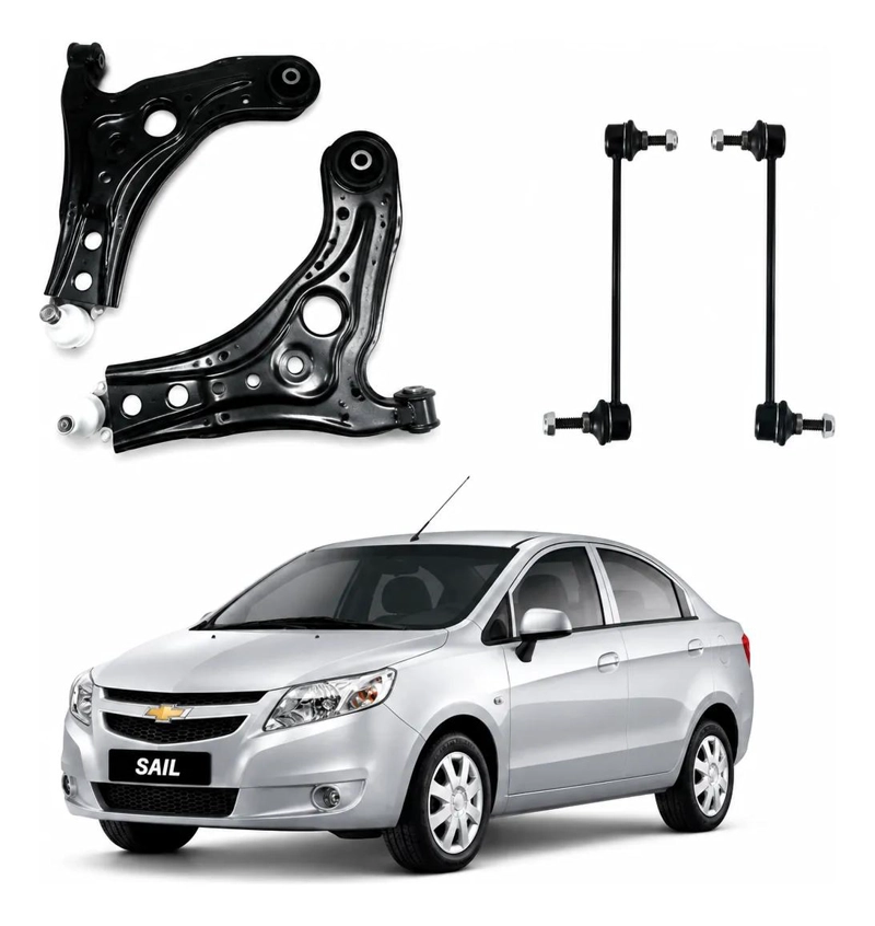 JUEGO DE BANDEJAS DE SUSPENSION Y BIELETAS PARA CHEVROLET SAIL 1.4 2010-2016 - 1