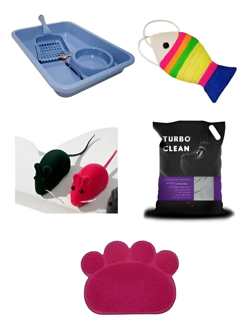 SET COMPLETO PARA GATOS CON ARENERO, PALA, PLATO Y ACCESORIOS - 1