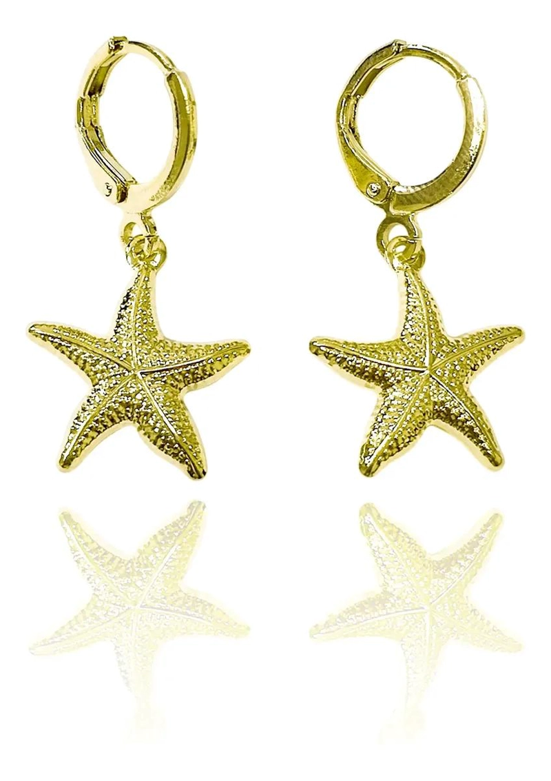 AROS ARGOLLA CON DISEÑO DE ESTRELLA DE MAR ENCHAPADO EN ORO 18K - 1