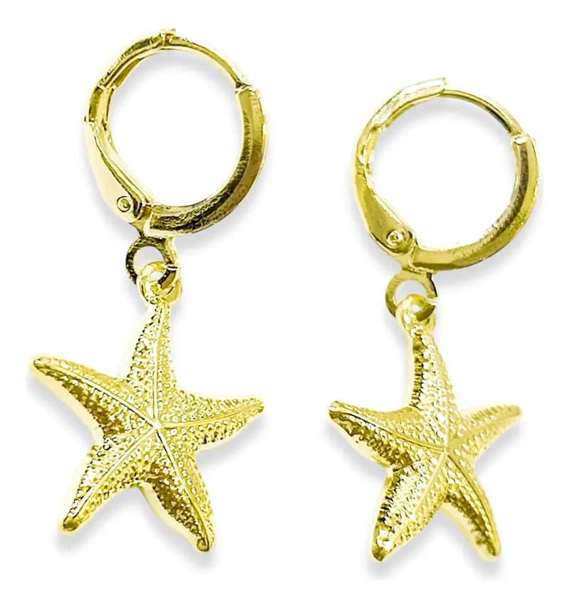 AROS ARGOLLA CON DISEÑO DE ESTRELLA DE MAR ENCHAPADO EN ORO 18K - 2