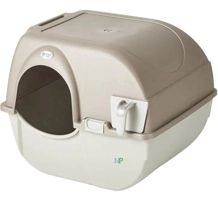 ARENERO PARA GATO AUTOLIMPIANTE GRANDE CERRADO COLOR GRIS - 1
