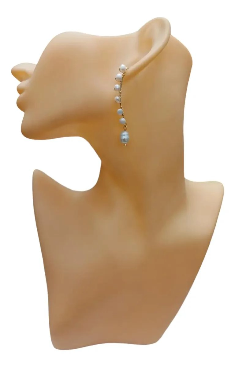 AROS ELEGANTES CON PERLA DE RIO Y BAÑO DE ORO PARA EVENTOS ESPECIALES - 5