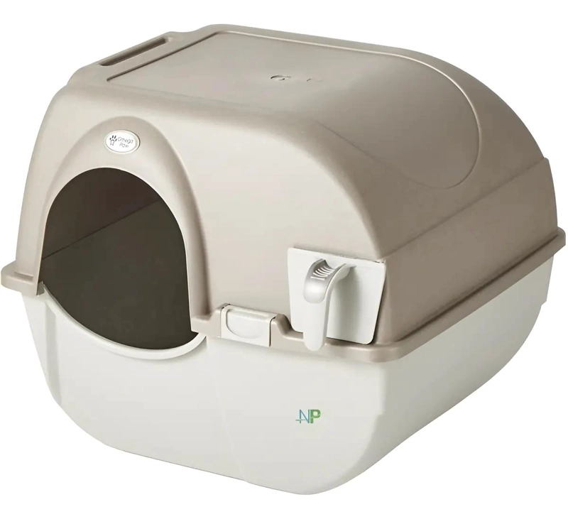 ARENERO CERRADO AUTOLIMPIANTE PARA GATOS MEDIANO COLOR GRIS - 1