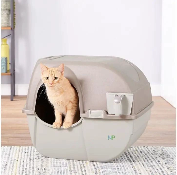 ARENERO CERRADO AUTOLIMPIANTE PARA GATOS MEDIANO COLOR GRIS - 2