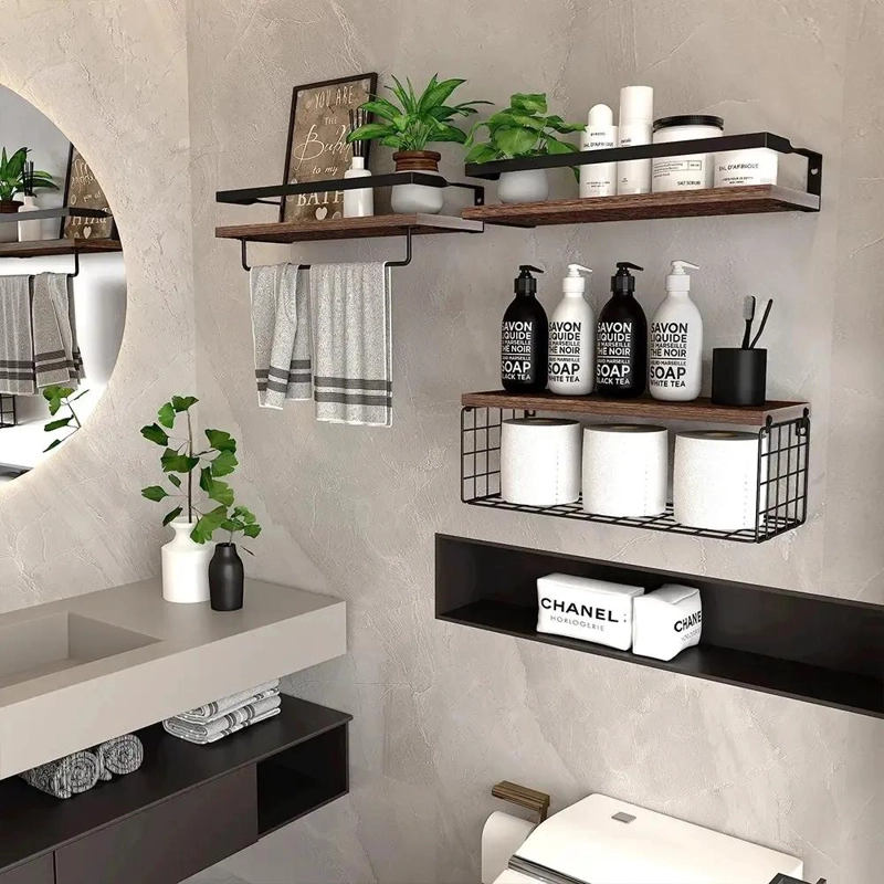 ESTANTE FLOTANTE DE MADERA MULTIPROPOSITO PARA BAÑO Y OTROS ESPACIOS - 1