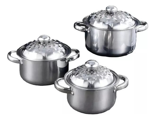 JUEGO DE OLLAS DE ACERO INOXIDABLE CON TAPA 5 PIEZAS DISEÑO MODERNO - 2