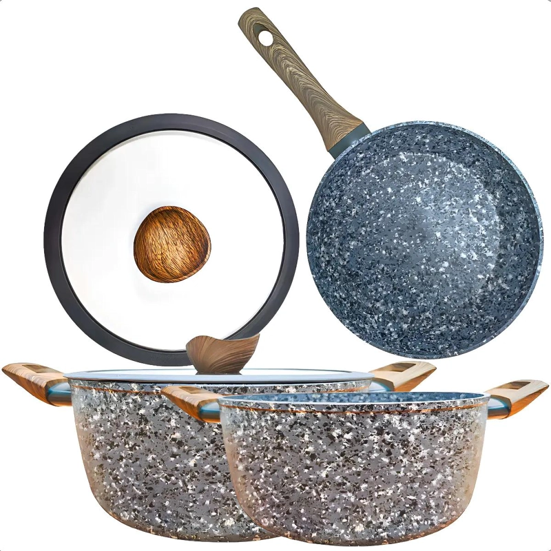 JUEGO DE OLLAS ANTIADHERENTES DE 5 PIEZAS PARA COCINA POR INDUCCION - 1
