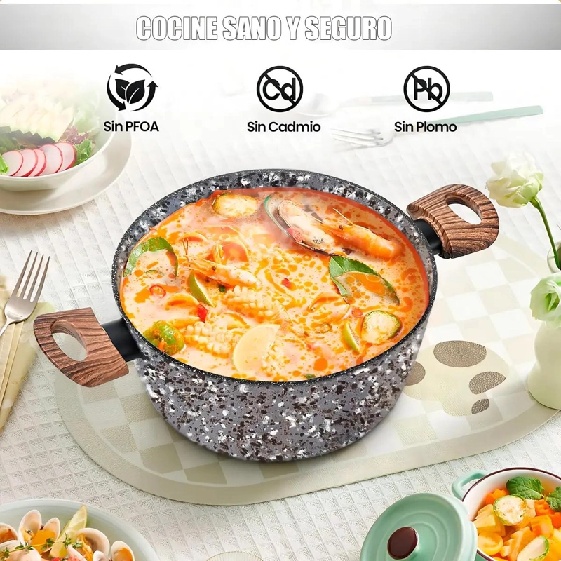 JUEGO DE OLLAS ANTIADHERENTES DE 5 PIEZAS PARA COCINA POR INDUCCION - 3