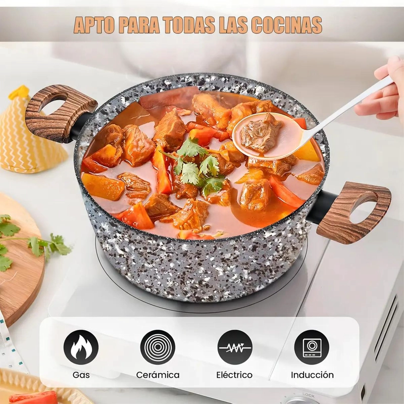 JUEGO DE OLLAS ANTIADHERENTES DE 5 PIEZAS PARA COCINA POR INDUCCION - 4