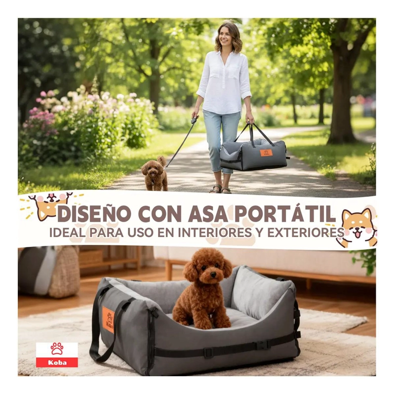 CAMA PORTATIL PARA MASCOTAS TIPO ASIENTO DE AUTO PARA PERROS Y GATOS - 3