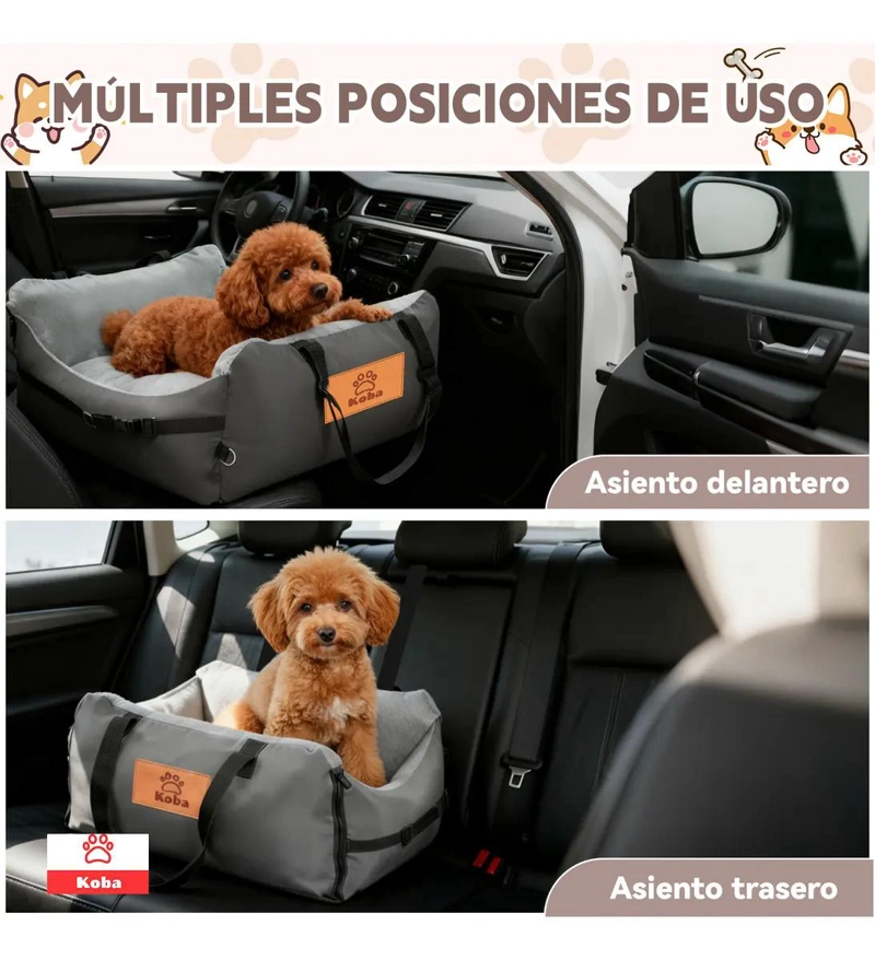 CAMA PORTATIL PARA MASCOTAS TIPO ASIENTO DE AUTO PARA PERROS Y GATOS - 4