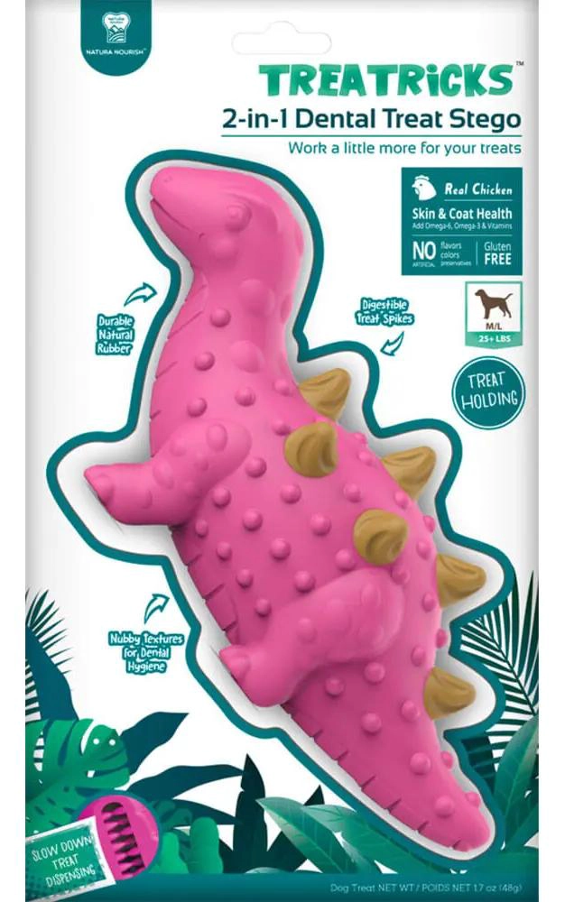 JUGUETE DISPENSADOR DE PREMIOS CON DISEÑO DE ESTEGOSAURIO PARA MASCOTAS - 1