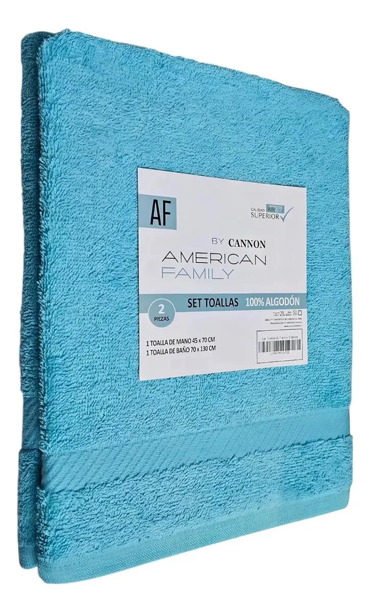 TOALLA DE BAÑO Y MANO DE ALGODON 350 GRAMOS COLOR CELESTE - 1