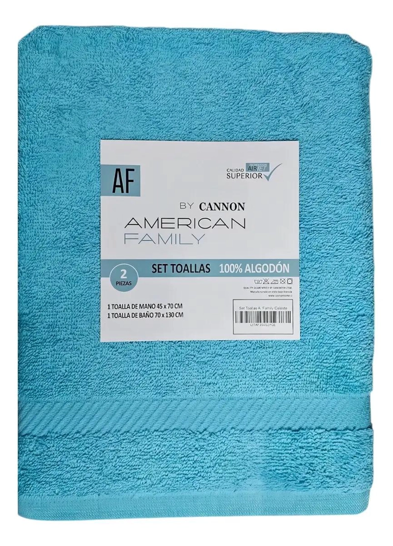 TOALLA DE BAÑO Y MANO DE ALGODON 350 GRAMOS COLOR CELESTE - 2