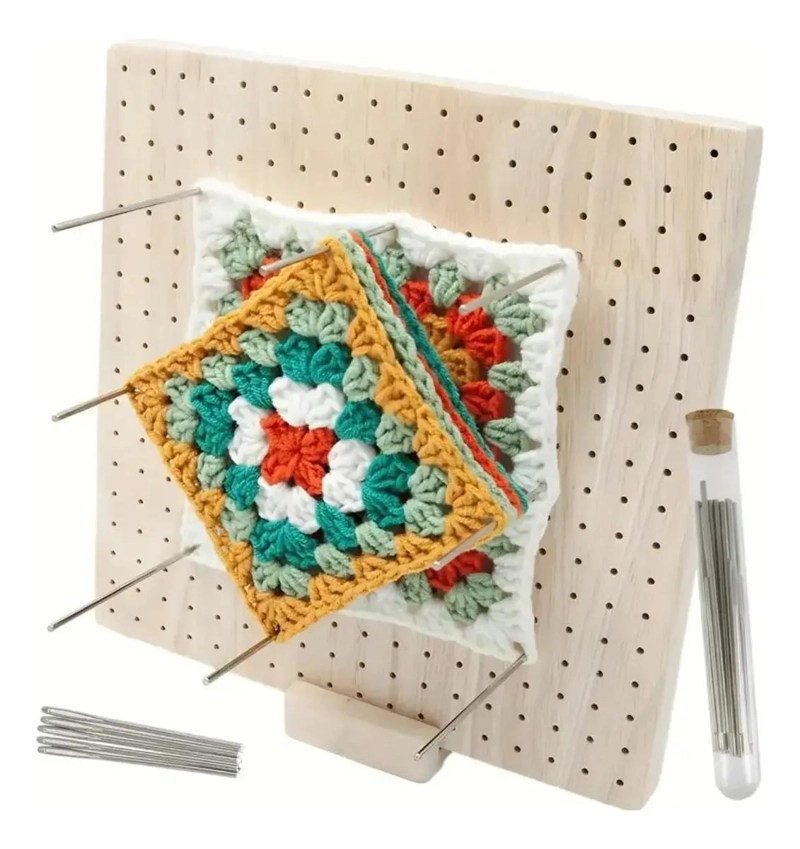 TABLA DE MADERA PARA BLOQUEO DE TEJIDO DE 23,5 CM POR 23,5 CM - 1