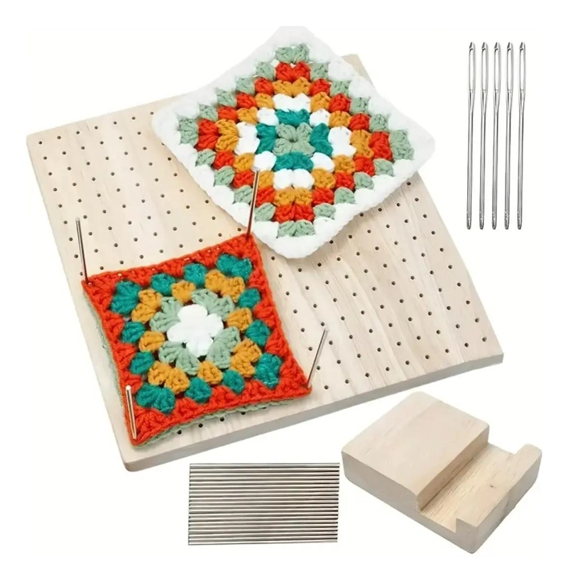 TABLA DE MADERA PARA BLOQUEO DE TEJIDO DE 23,5 CM POR 23,5 CM - 3