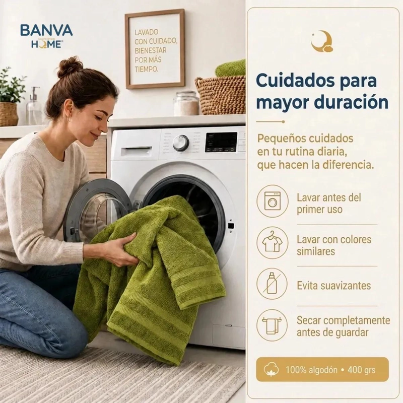 JUEGO DE 4 TOALLAS DE ALGODON PARA BAÑO Y MANOS COLOR LIMA 400 GRAMOS - 3